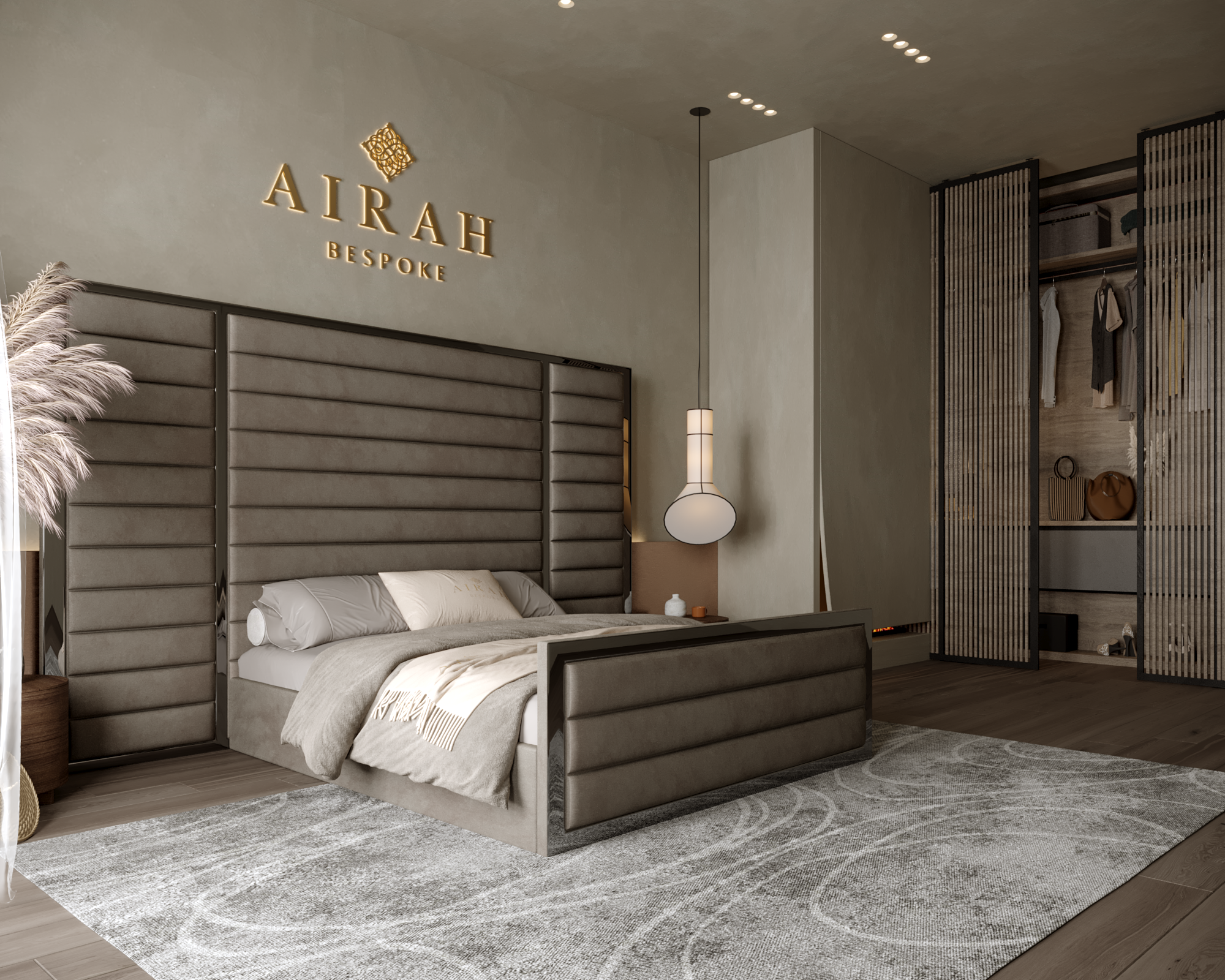 Amaya Elegance bed with extended headboard, modern luxury upholstered bed for stylish bedroom