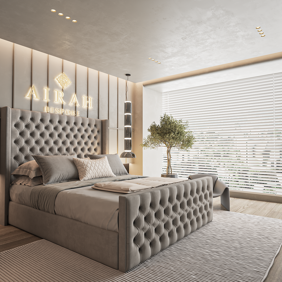 Elson luxury bed – upholstered bed frame with padded headboard and sleek finish