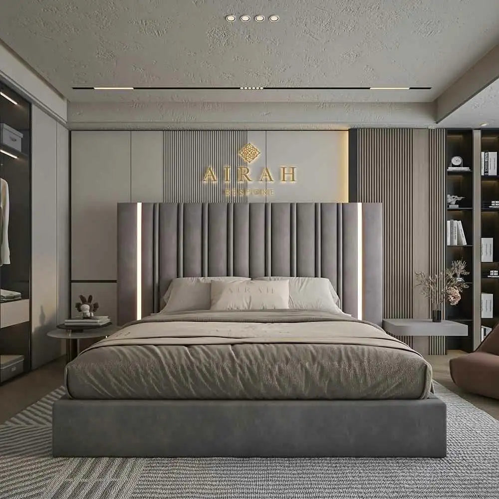Aura LED Bed – luxury upholstered bed frame with soft-glow LED lighting