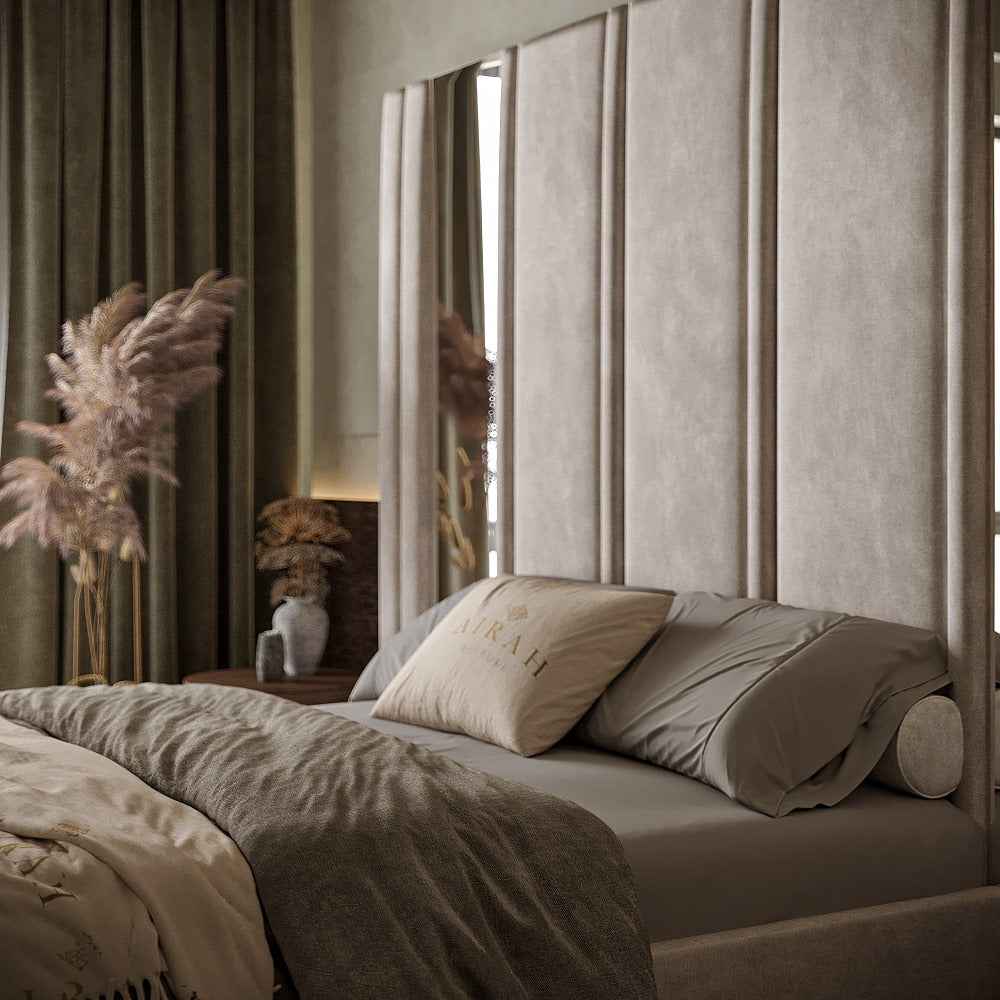 LED light bed frame with built-in ambient lighting – modern upholstered bed UK