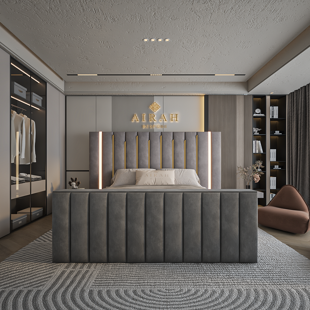 Lucent LED bed frame with built-in LED lighting – modern upholstered bed UK