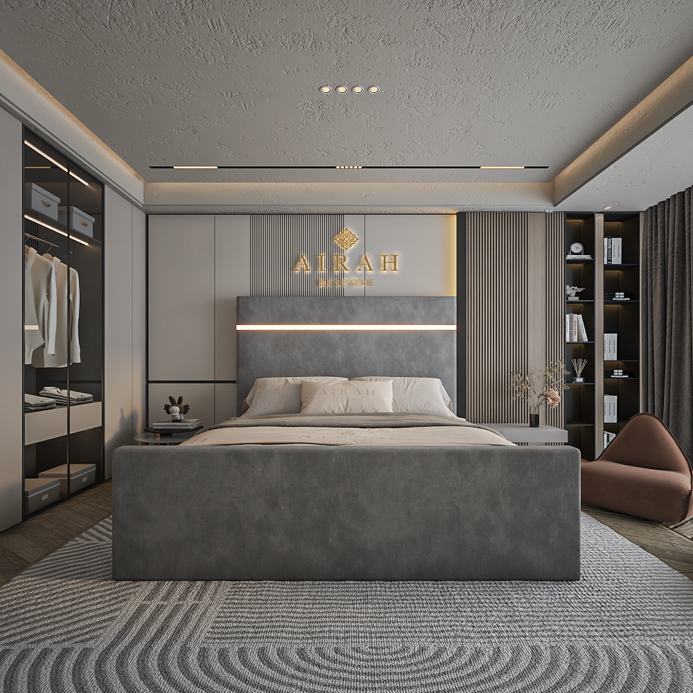 Luna LED bed frame with built-in LED lighting – modern upholstered bed UK