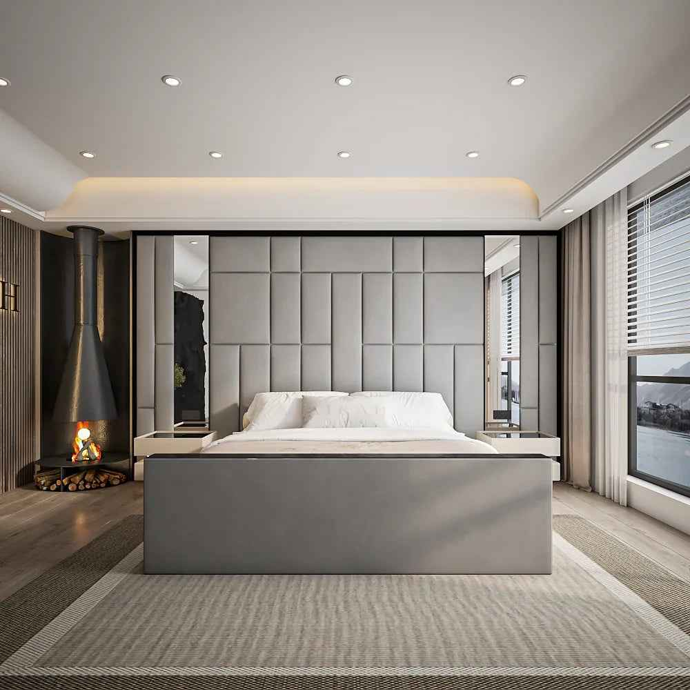 The Elara Designer Footboard – upholstered bed with designer footboard detail for a premium look