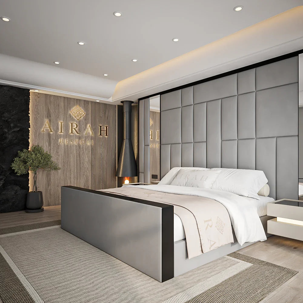 The Elara Designer Footboard bed frame – luxury upholstered bed with designer foot end UK