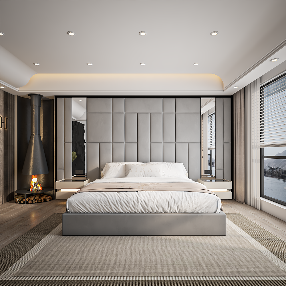 The Elara Low Foot Board bed frame – modern upholstered bed with low foot end UK