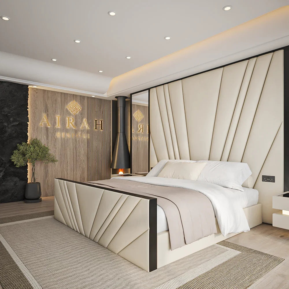 The Opal Designer Footboard bed frame – luxury upholstered bed with designer foot end UK