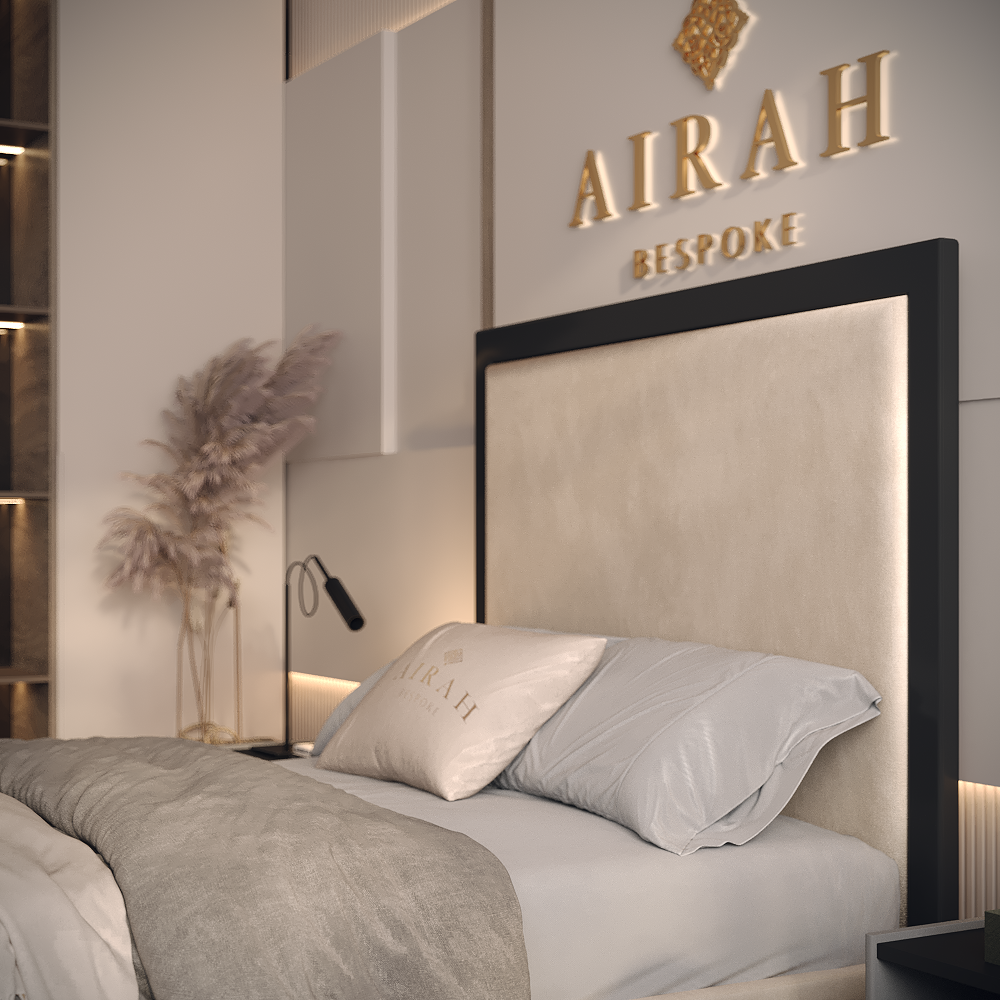 Velin luxury bed – upholstered bed frame with padded headboard and sleek finish