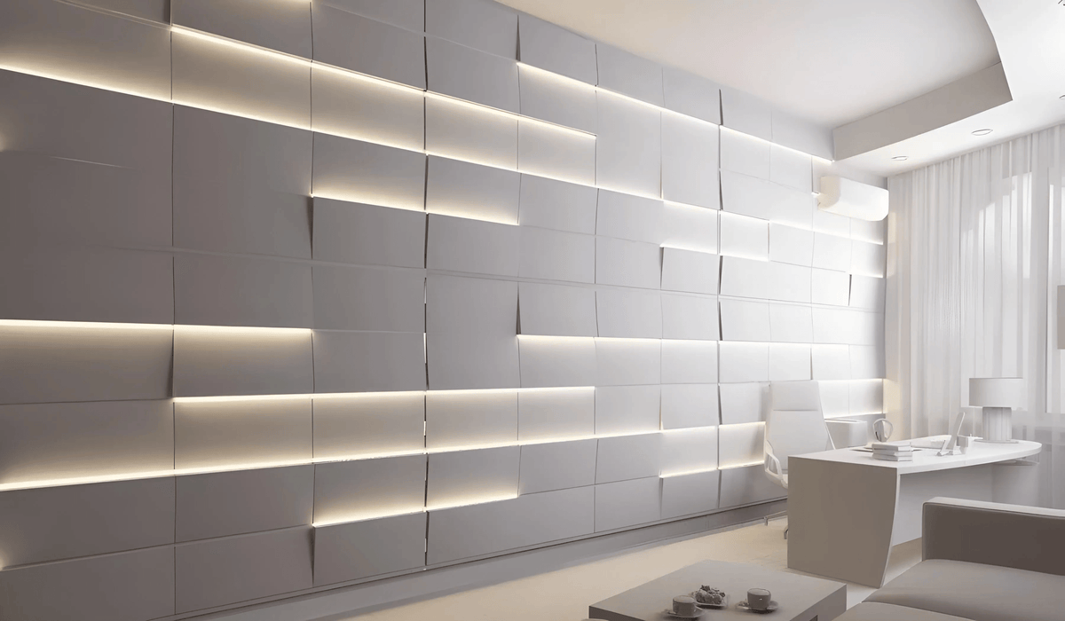 GYPSUM 3D WALL PANEL | SAMPLE SLATE + LED S0073
