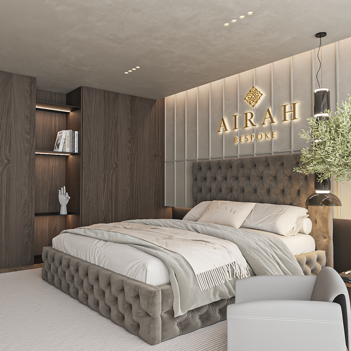 The Oaklen luxury bed – upholstered bed frame with padded headboard and sleek finish