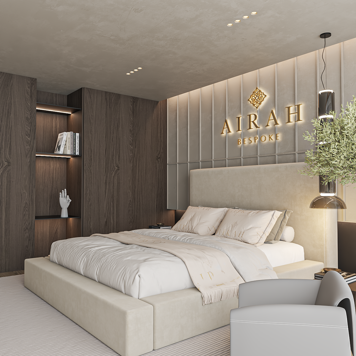 Elson luxury bed – upholstered bed frame with padded headboard and sleek finish