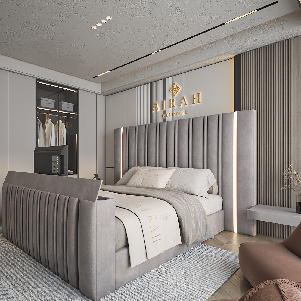 Glow LED bed frame – modern upholstered LED bed with ambient lighting UK