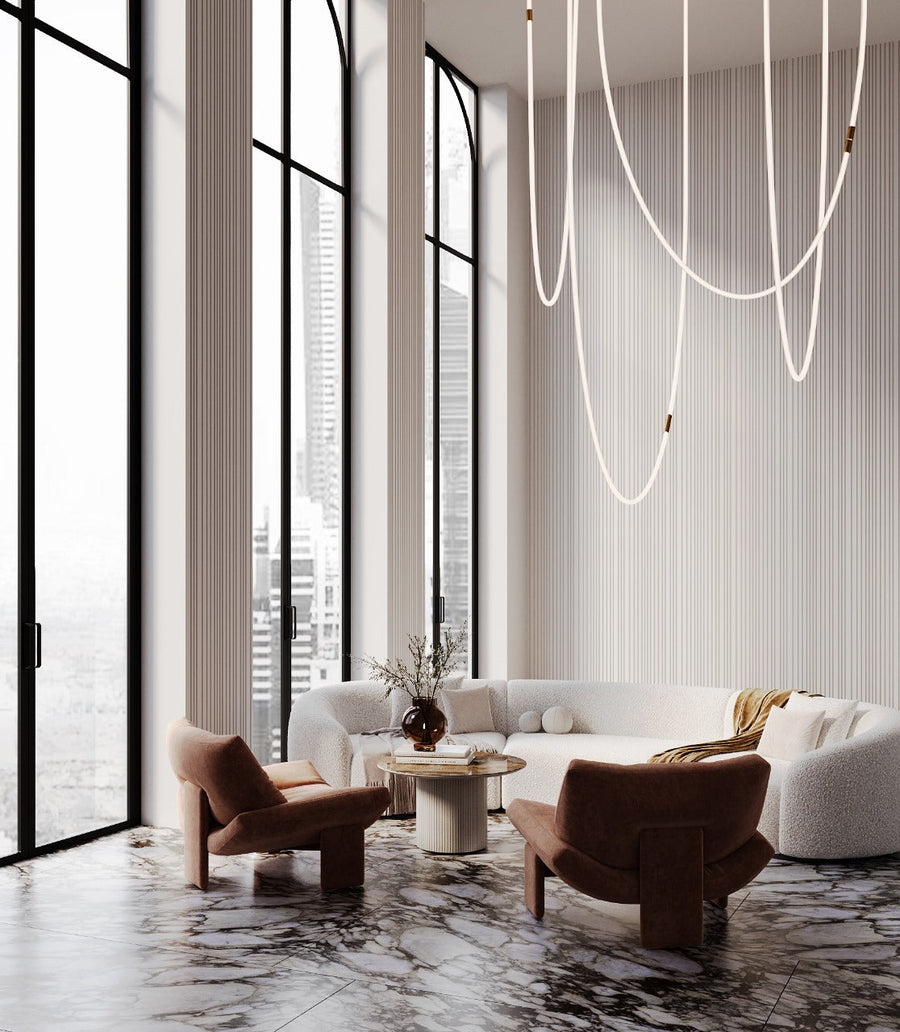 Cascade + LED 0114 — Gypsum 3D Wall Panel