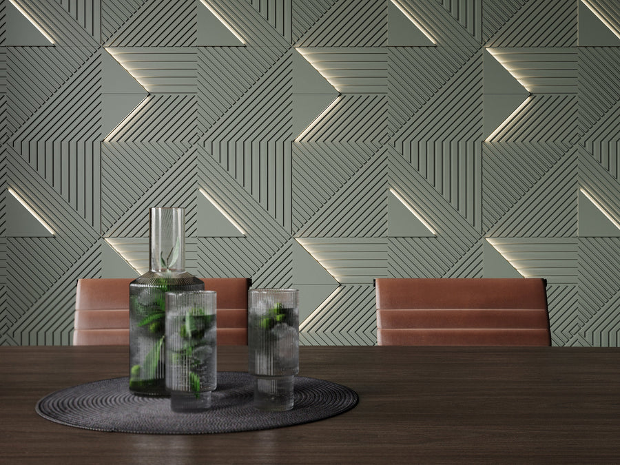 Trinity + LED 0021 — Gypsum 3D Wall Panel