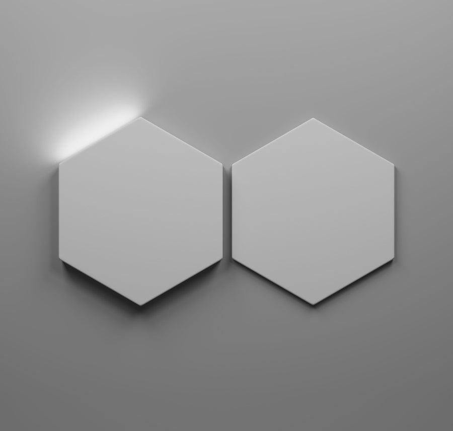 Sample Hexagon + LED S0045 — Gypsum 3D Wall Panel