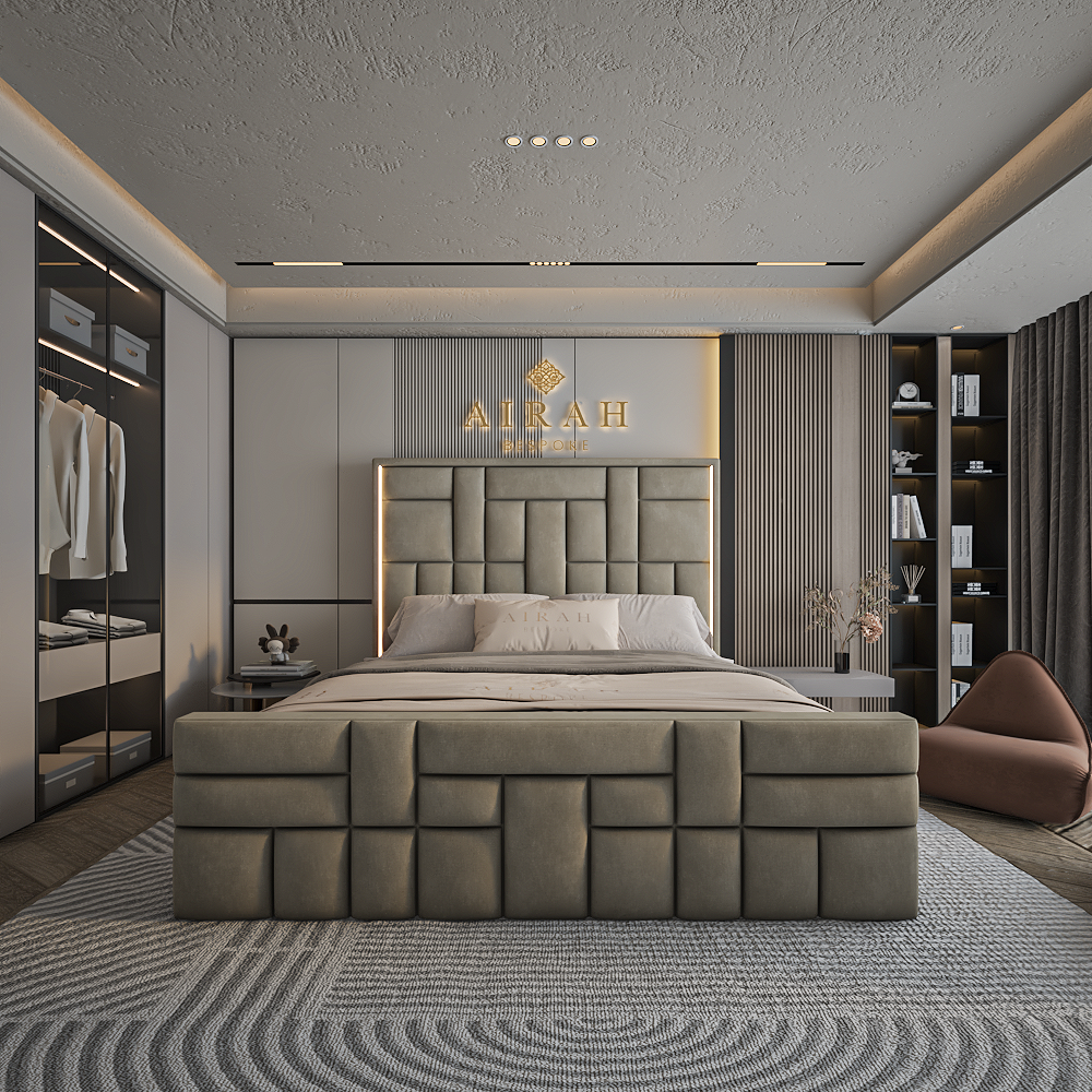 Pulse LED bed frame with built-in LED lighting – modern upholstered bed UK