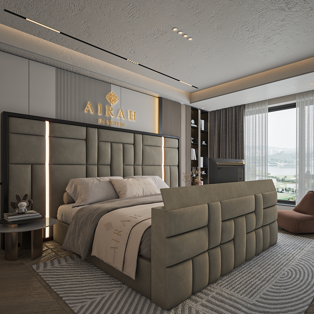 Radiant LED bed frame with ambient lighting – modern upholstered LED bed UK