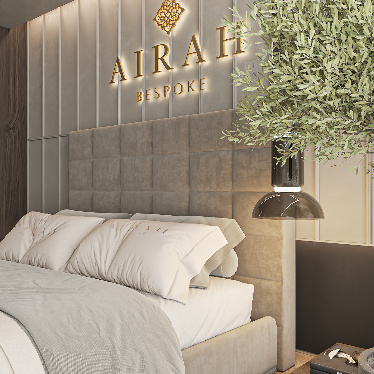 The Renley luxury bed – upholstered bed frame with padded headboard and sleek finish