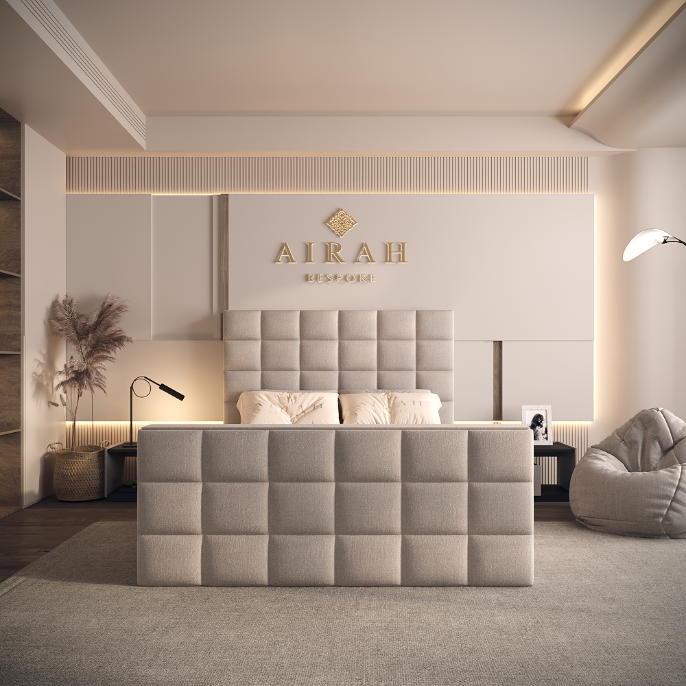 Sable bed frame – luxury upholstered bed with modern headboard design UK