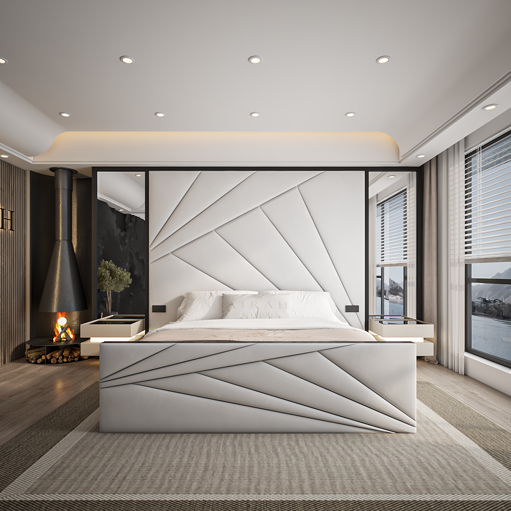 The Evora Designer Footboard bed frame – luxury upholstered bed with designer foot end UK