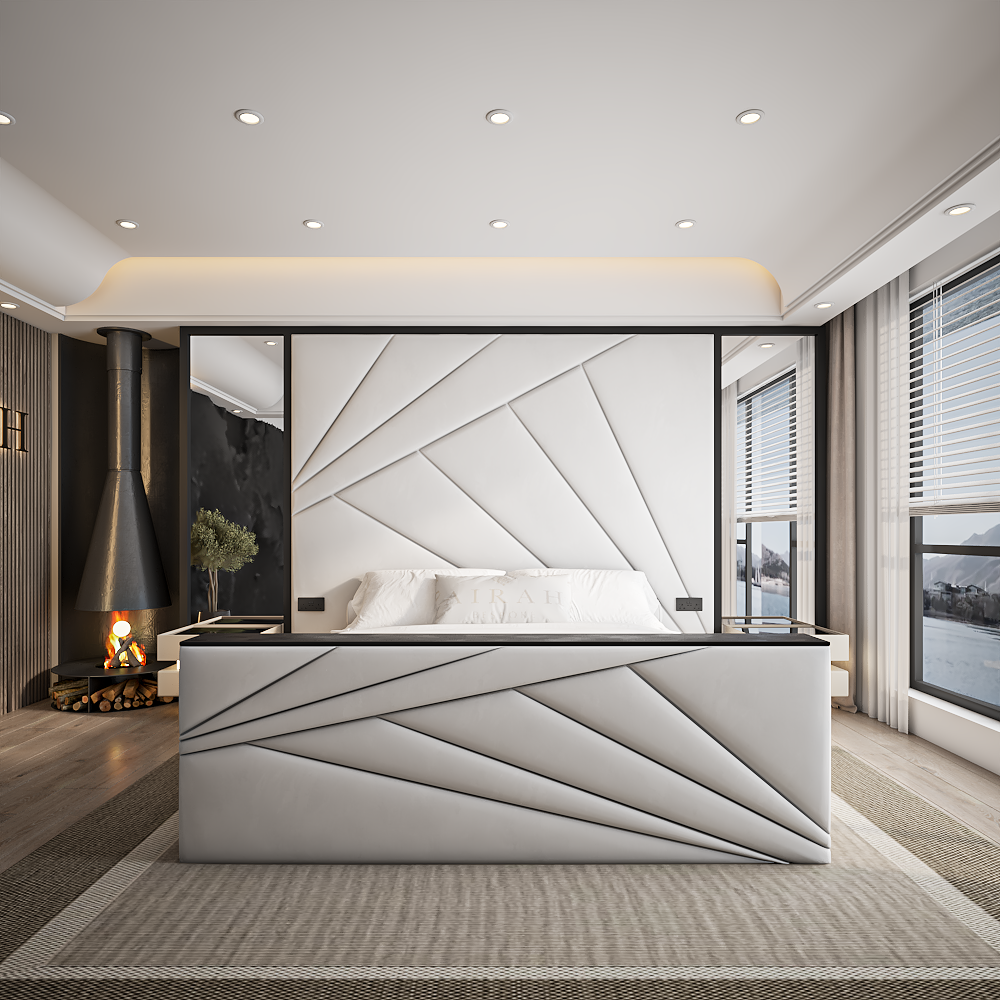 The Evora High End TV Conversion bed – luxury upholstered TV bed with pop-up TV lift