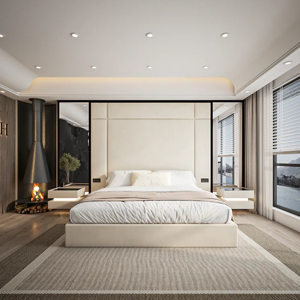 The Seren low footboard bed – minimalist low foot end design with upholstered surround