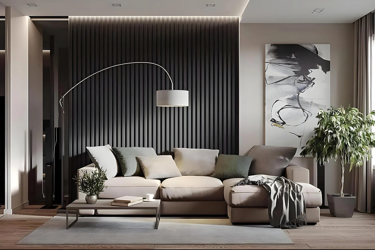 GYPSUM 3D WALL PANEL | GRID +LED 0015