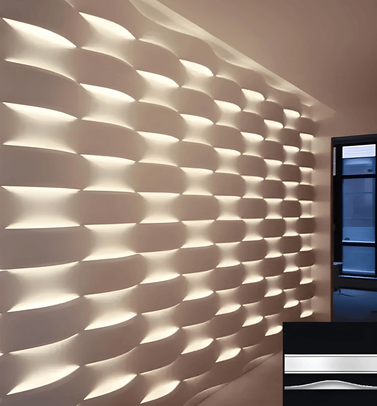 GYPSUM 3D WALL PANEL | CURVE + LED 0085
