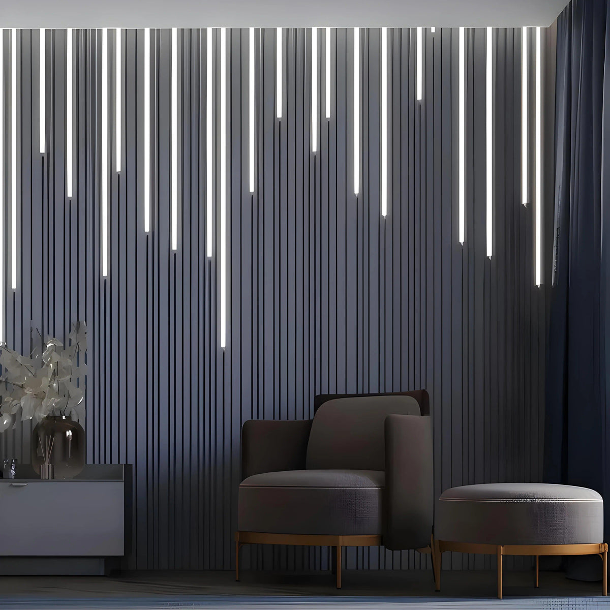GYPSUM 3D WALL PANEL | CASCADE + LED 0114