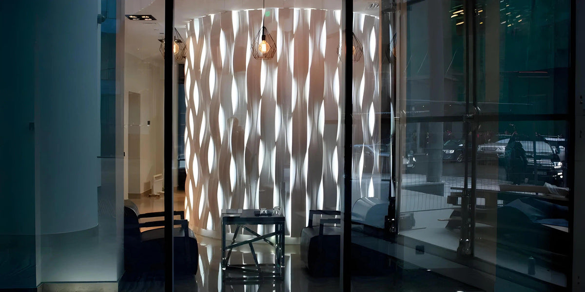 GYPSUM 3D WALL PANEL | AQUA 0018 + LED