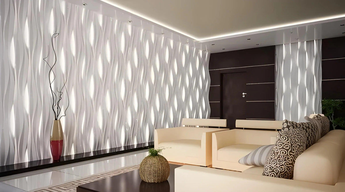 GYPSUM 3D WALL PANEL | AQUA 0018 + LED
