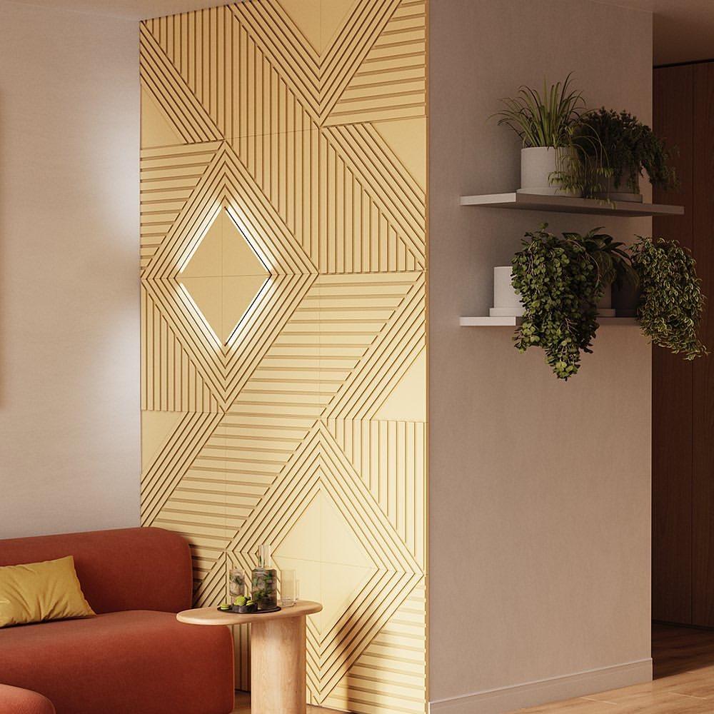 GYPSUM 3D WALL PANEL | TRINITY + LED 0021