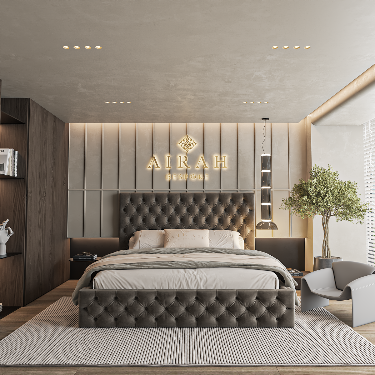 The Oaklen luxury bed – upholstered bed frame with padded headboard and sleek finish