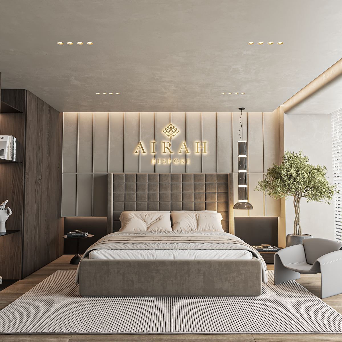 The Winslet luxury bed – upholstered bed frame with padded headboard and sleek finish